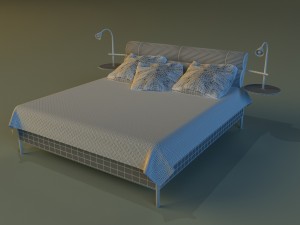 bed with a leather base Modelo 3D