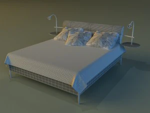 bed with a leather base 3D Model