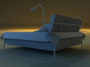 bed with a leather base Modelo 3D