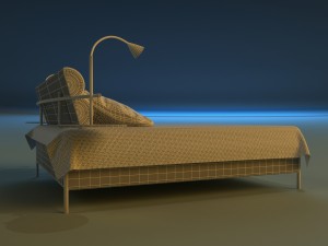 bed with a leather base Modelo 3D