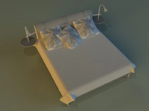 bed with a leather base 3D Model