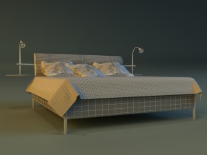 bed with a leather base Modelo 3D