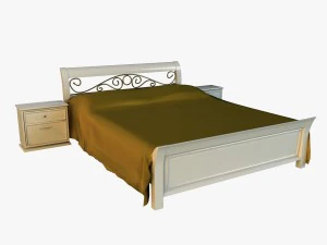 ベッド ウッド クラシック ゴールド 3Dモデル