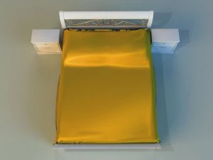 bed wood classic gold 3D Model