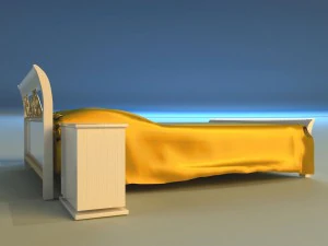bed wood classic gold 3D Model