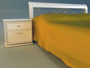 bed wood classic gold 3D Model