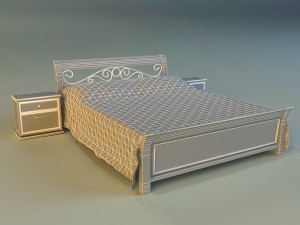 bed wood classic gold 3Dモデル