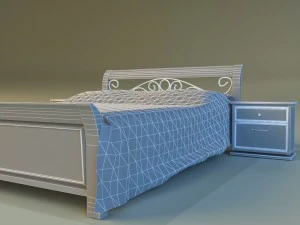 bed wood classic gold 3D Model