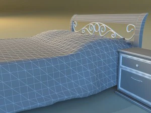 bed wood classic gold 3D Model