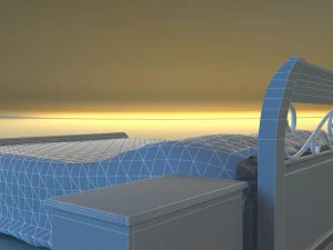 bed wood classic gold 3D Model