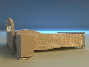 bed wood classic gold 3Dモデル