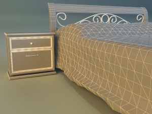 bed wood classic gold 3Dモデル