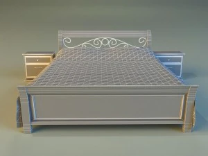 bed wood classic gold 3D Model