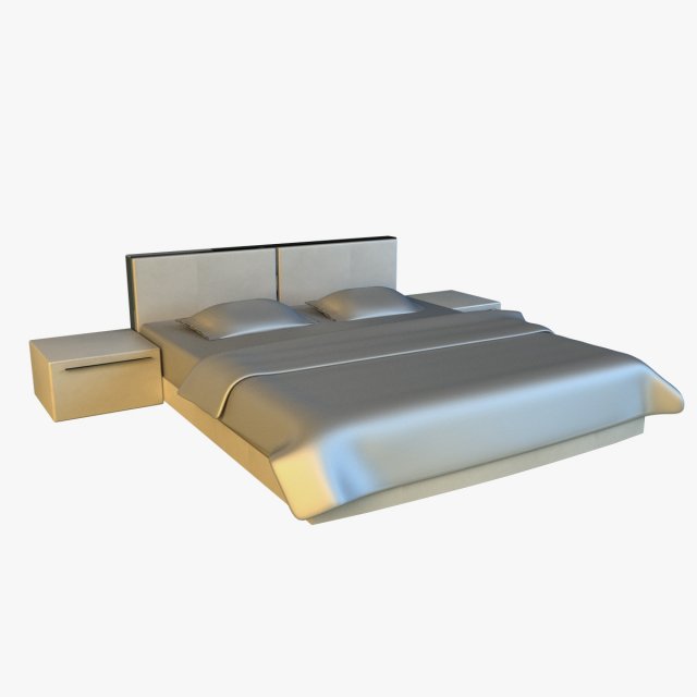bed white leather 3D Model .c4d .max .obj .3ds .fbx .stl .blend 