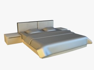bed white leather 3D 모델