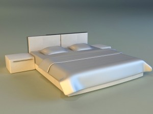 bed white leather 3D Model