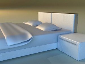 bed white leather 3D Model