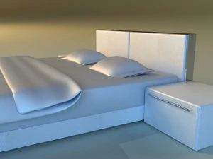 bed white leather 3D Model