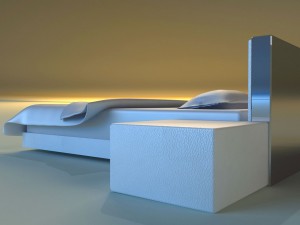 bed white leather 3D Model