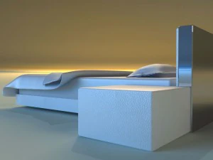 bed white leather 3D Model