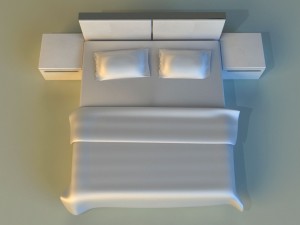 bed white leather 3D Model