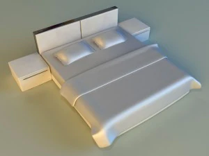 bed white leather 3D Model