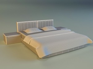 bed white leather 3D Model