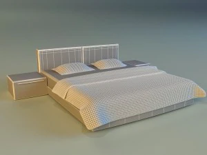 bed white leather 3D Model