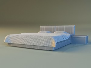 bed white leather 3D Model