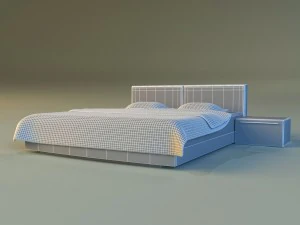 bed white leather 3D Model