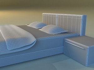 bed white leather 3D Model