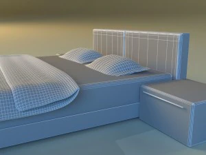 bed white leather 3D Model