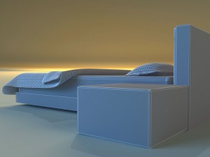 bed white leather 3D Model
