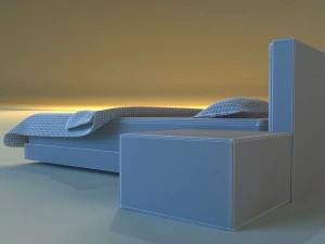 bed white leather 3D Model