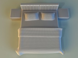 bed white leather 3D Model