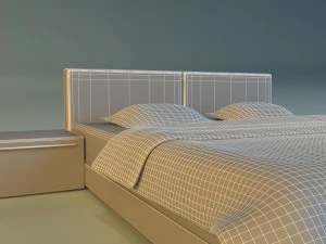 bed white leather 3D Model