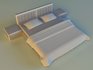 bed white leather 3D Model