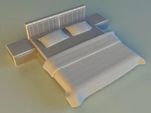 bed white leather 3D Model