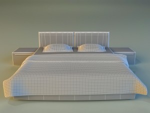 bed white leather 3D Model