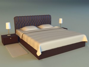 bed with a leather base Model 3D
