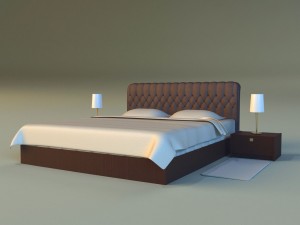 bed with a leather base Model 3D