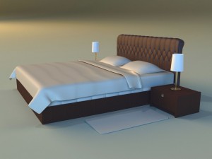 bed with a leather base Model 3D