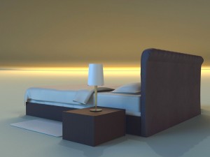 bed with a leather base Model 3D
