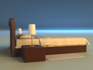 bed with a leather base Model 3D