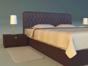 bed with a leather base Model 3D