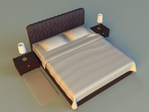 bed with a leather base Model 3D