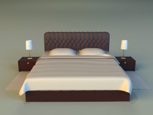 bed with a leather base Model 3D