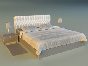bed with a leather base Model 3D