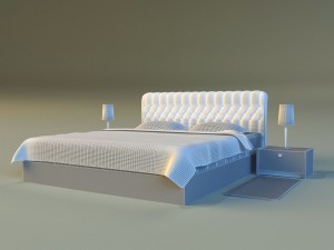 bed with a leather base Model 3D