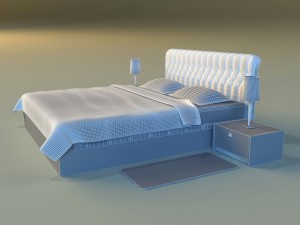 bed with a leather base Model 3D